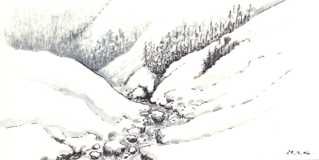 D04 Bergbach im Winter, 10x20