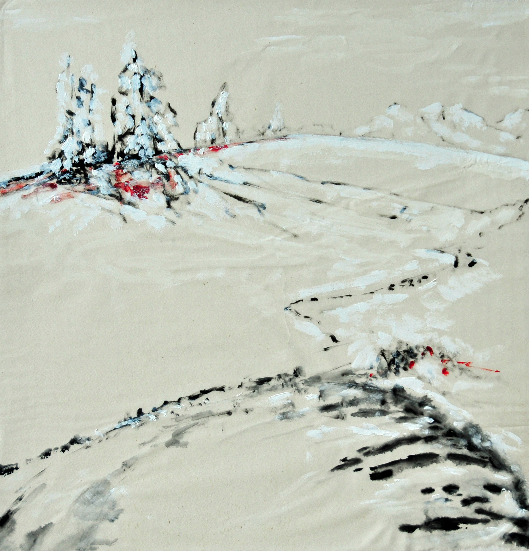 D06 Schneelandschaft-Pinselzei+Acryl,48x46,2006