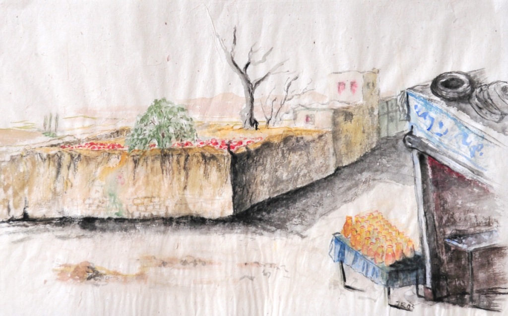 DIran - Dorf im Zagros, Guache, 30 x 50 cm, 2005